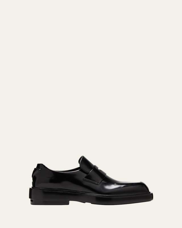 Leather Square-Toe Penny Loafers